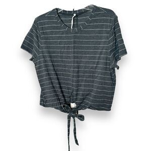Lululemon Time To Restore Short Sleeve Short Serve Stripe Heathered Gray Tee 6